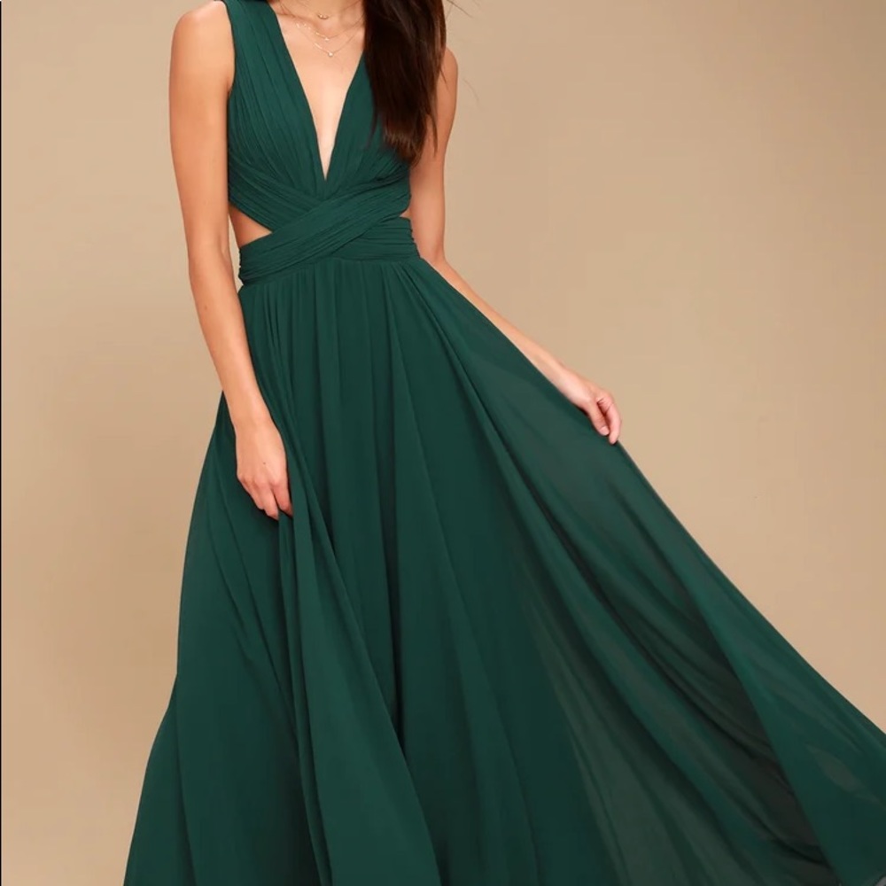 Lulus Forrest green cutout maxi dress
